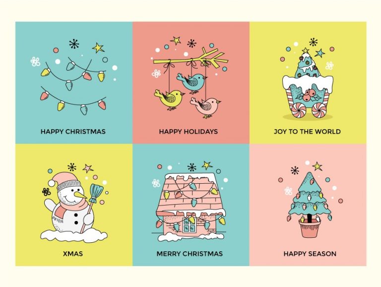Merry Christmas and Happy Holidays Illustrations
