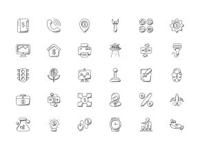 Banking and Finance Doodle Icons