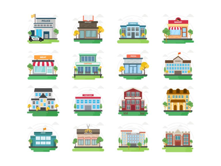 City Buildings Flat Icons
