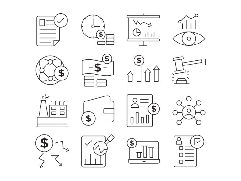 Stock Investment Line Icons