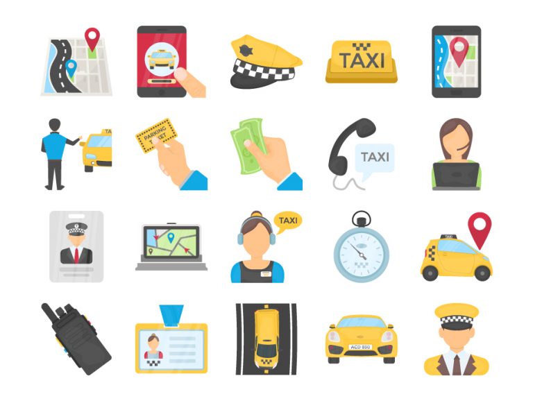 Taxi Service Icon Set