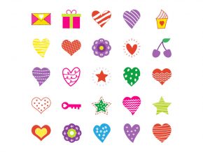 Flat Colored Hearts Pack