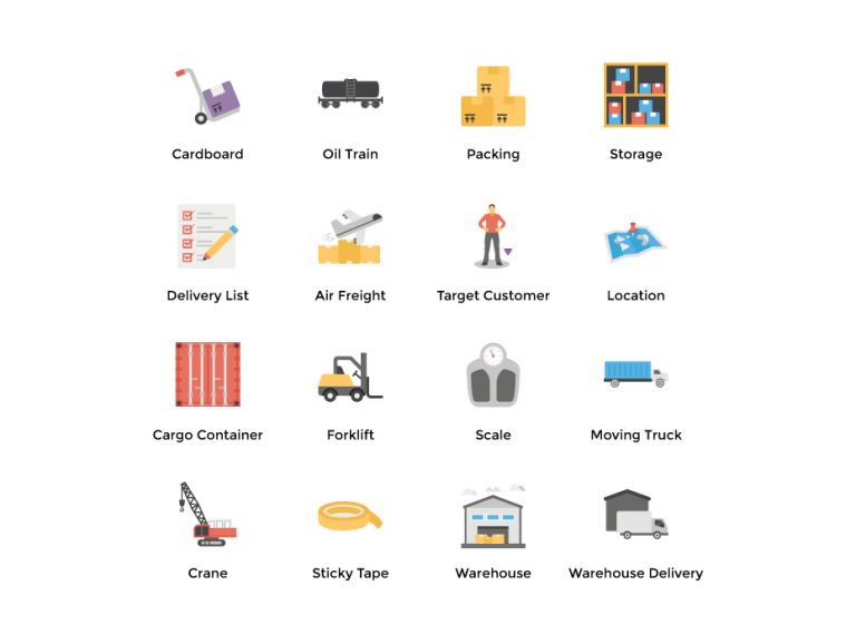 Flat Warehouse Icons