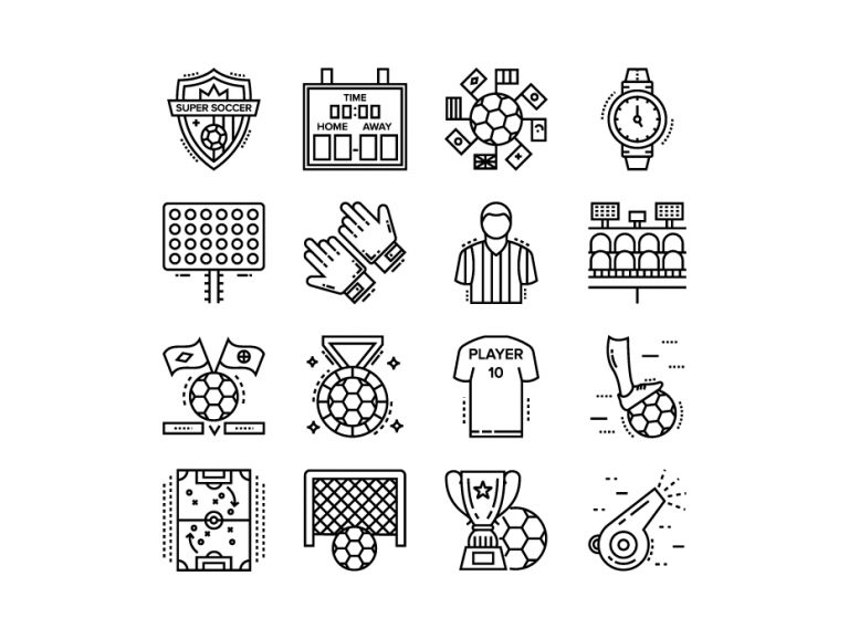 Soccer Elements Line Icons