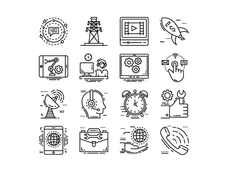 Technical Support Line Icons