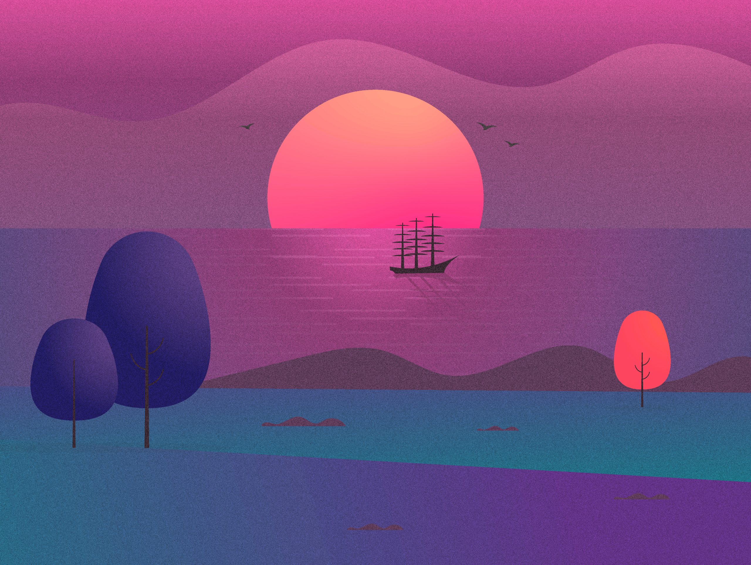 Free Sunset Vector Background | Frebers