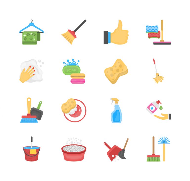 Cleaning Flat Icons Set Free Download