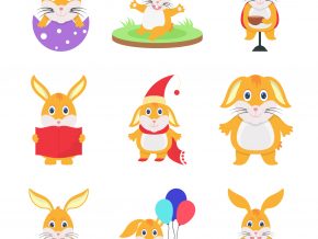 Cute Bunny Rabbits Set