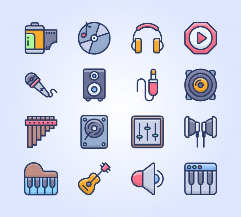 Music Equipment Flat Icons