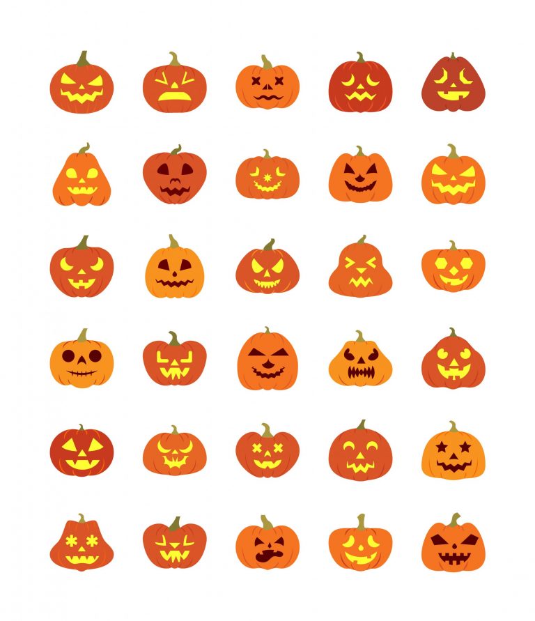 Scary Halloween Pumpkins Set