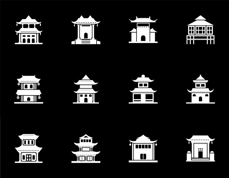 Chinese Houses Free Vector Art