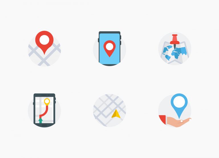 Map, GPS and Navigation Flat Icons Set