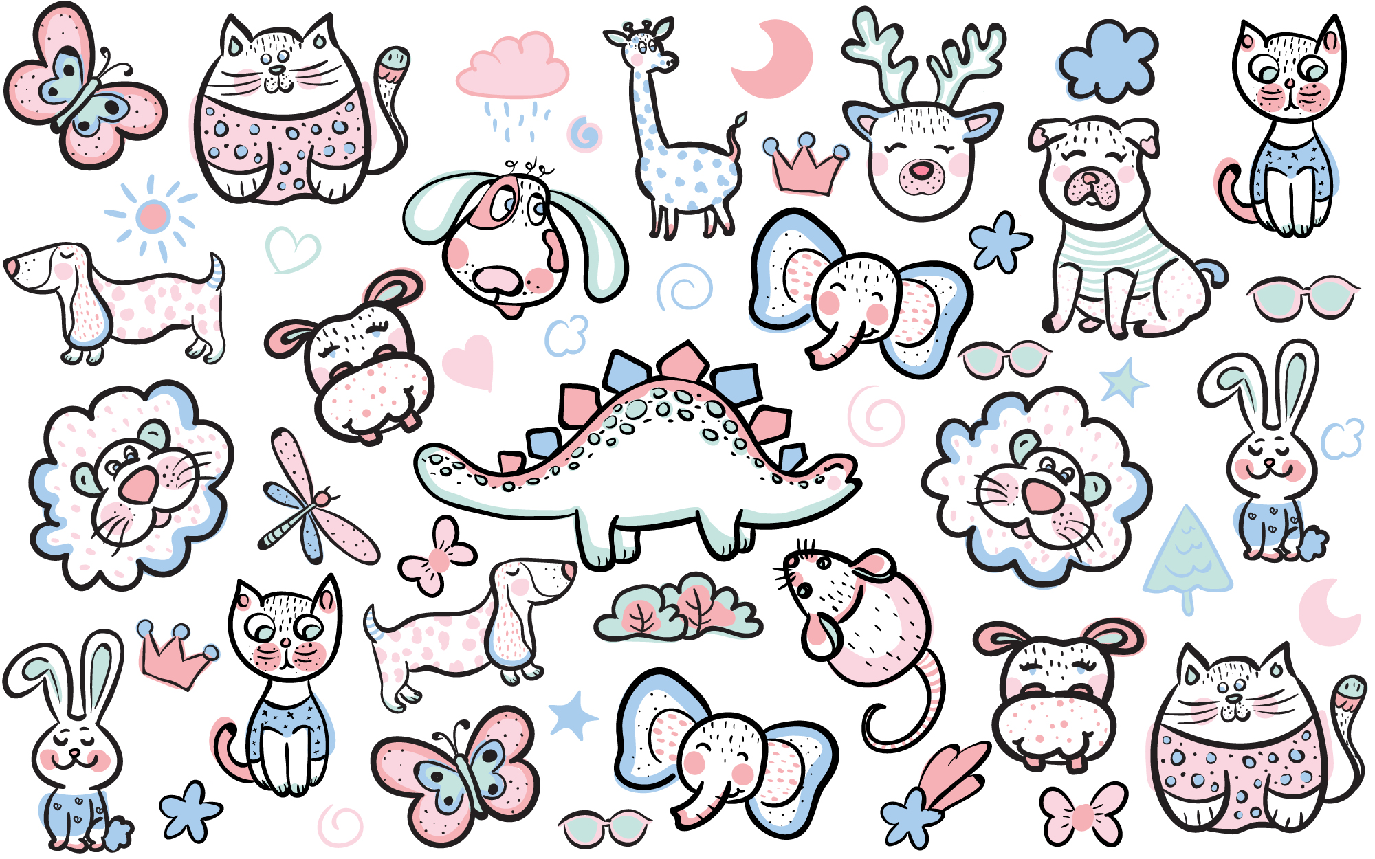 Doodle Animal Free Vector Art Frebers