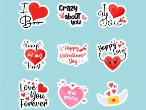 Cute Love Stickers Free Vector Download
