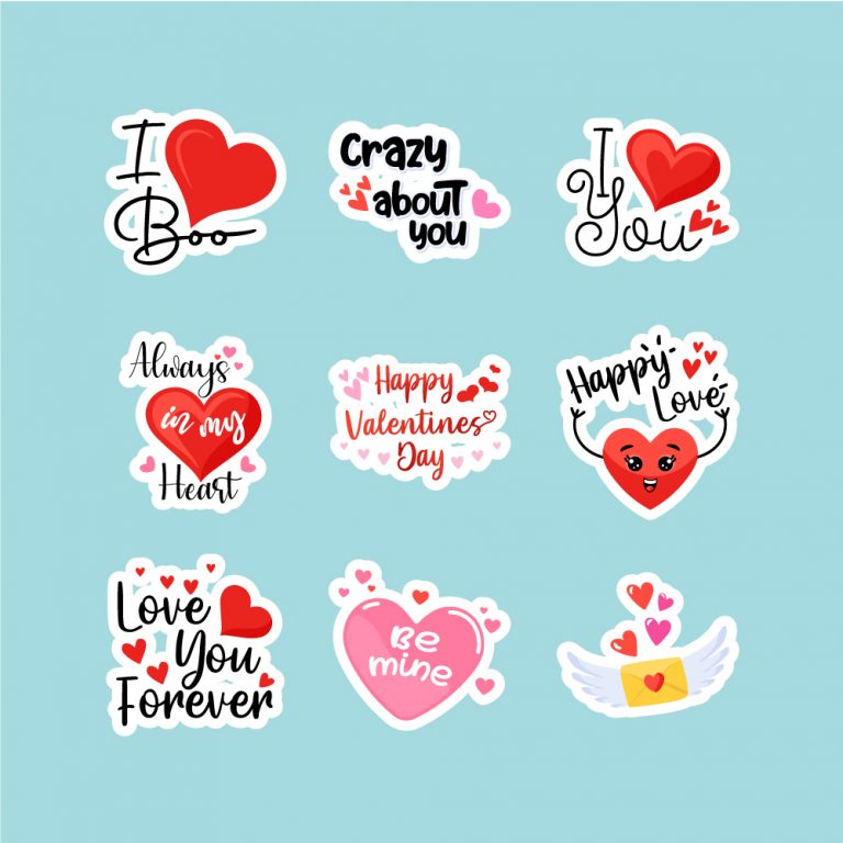 Cute Love Stickers Free Vector Download