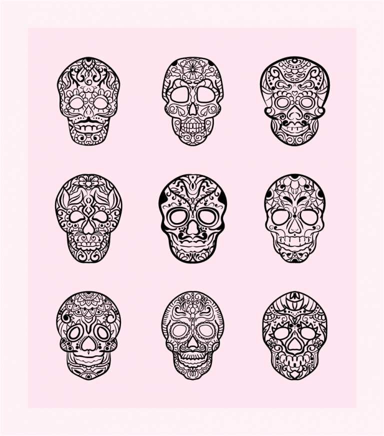 Decorated Skulls Vector Art