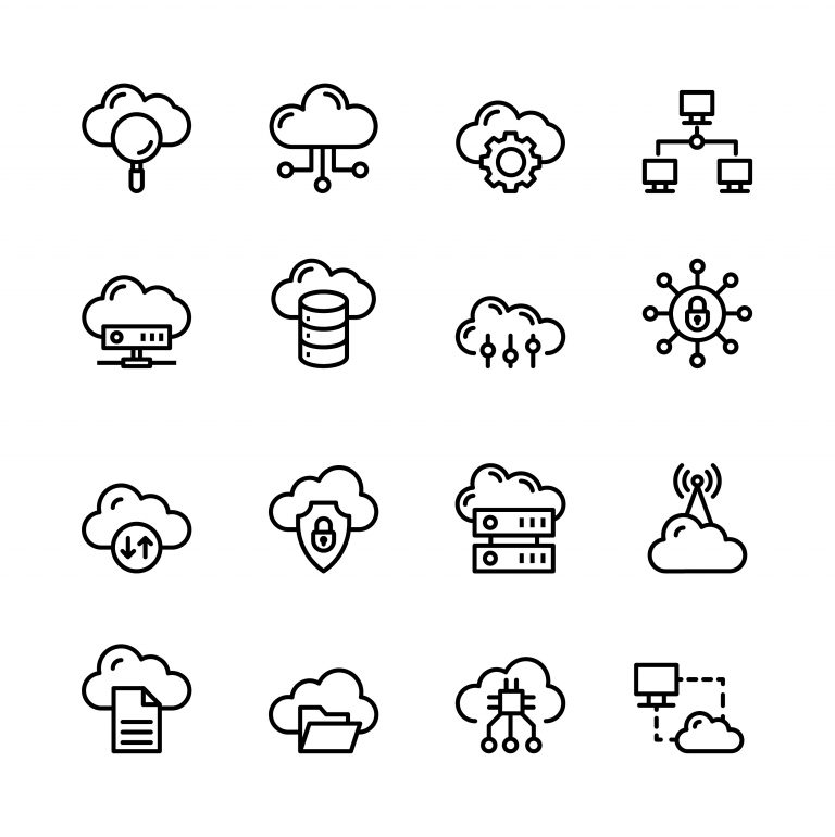 Download Cloud Computing Line Icons