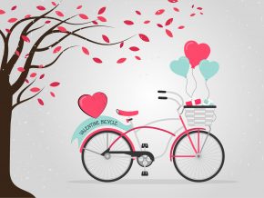 Love Bike Valentine Vector Art