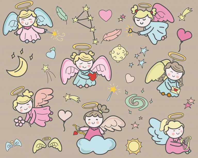 Cute Angel Doodle Vectors