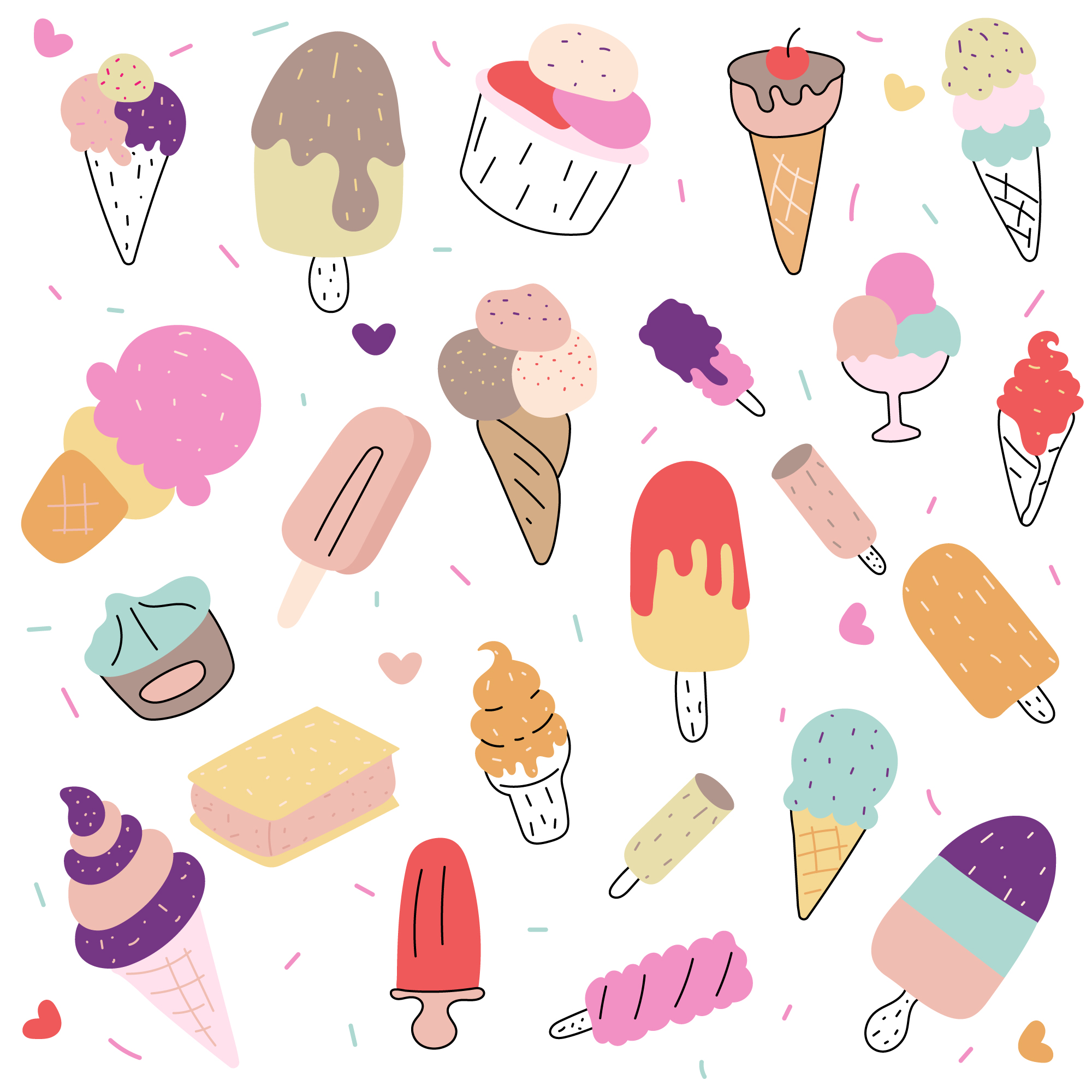 Ice Cream Doodle Icons Free Download Frebers