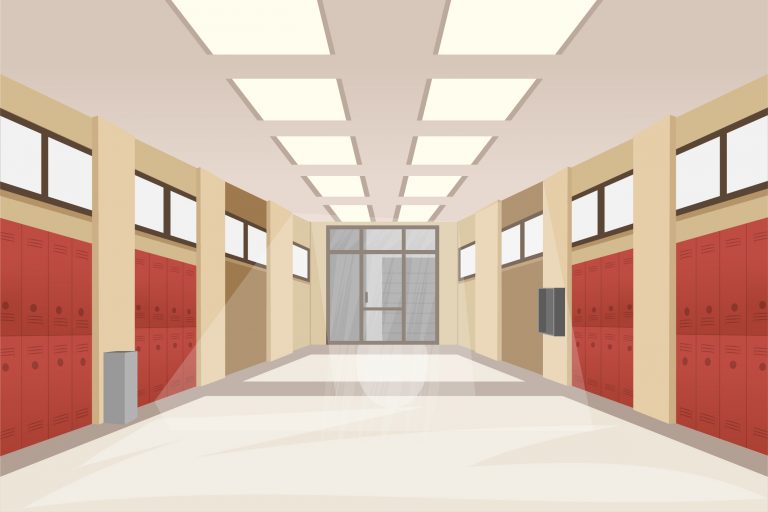 School Hallway Free Vector