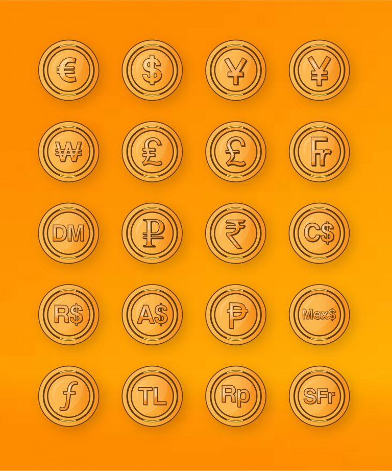 Currency Coins Icons Set