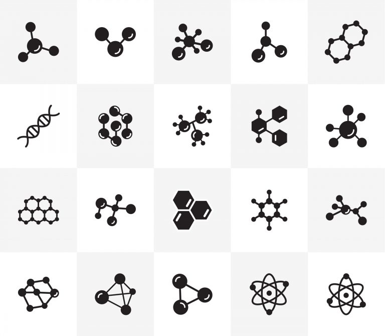 Solid Molecule Icons Free Vectors