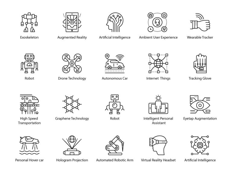 Artificial Intelligence Line Icons