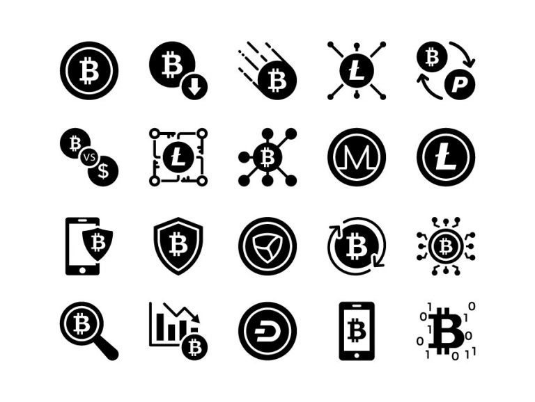 Bitcoin and Cryptocurrency Glyph Icons
