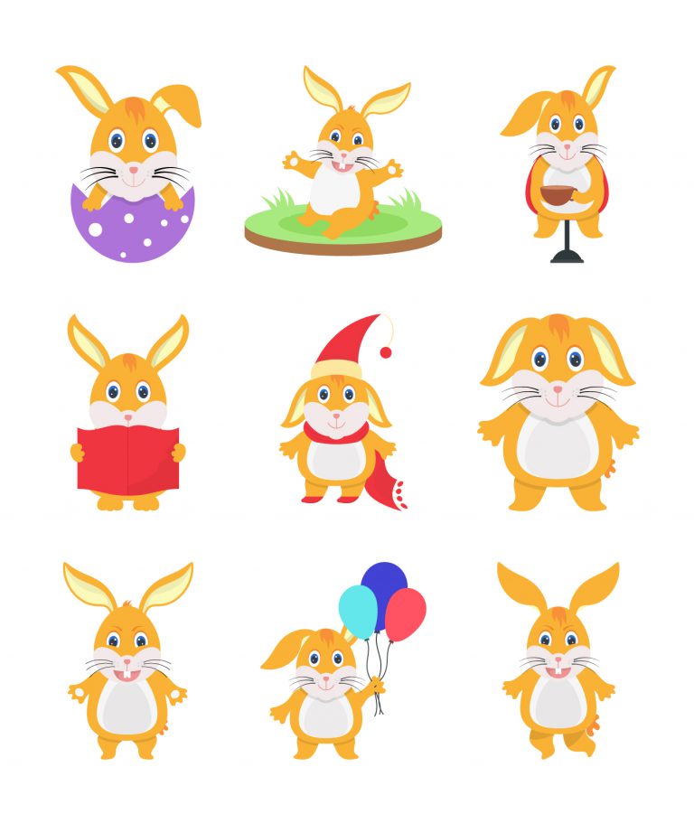 Cute Bunny Rabbits Set