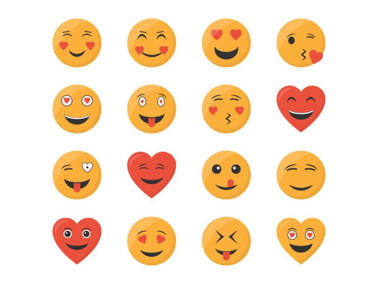 Love Emojis Flat Icons